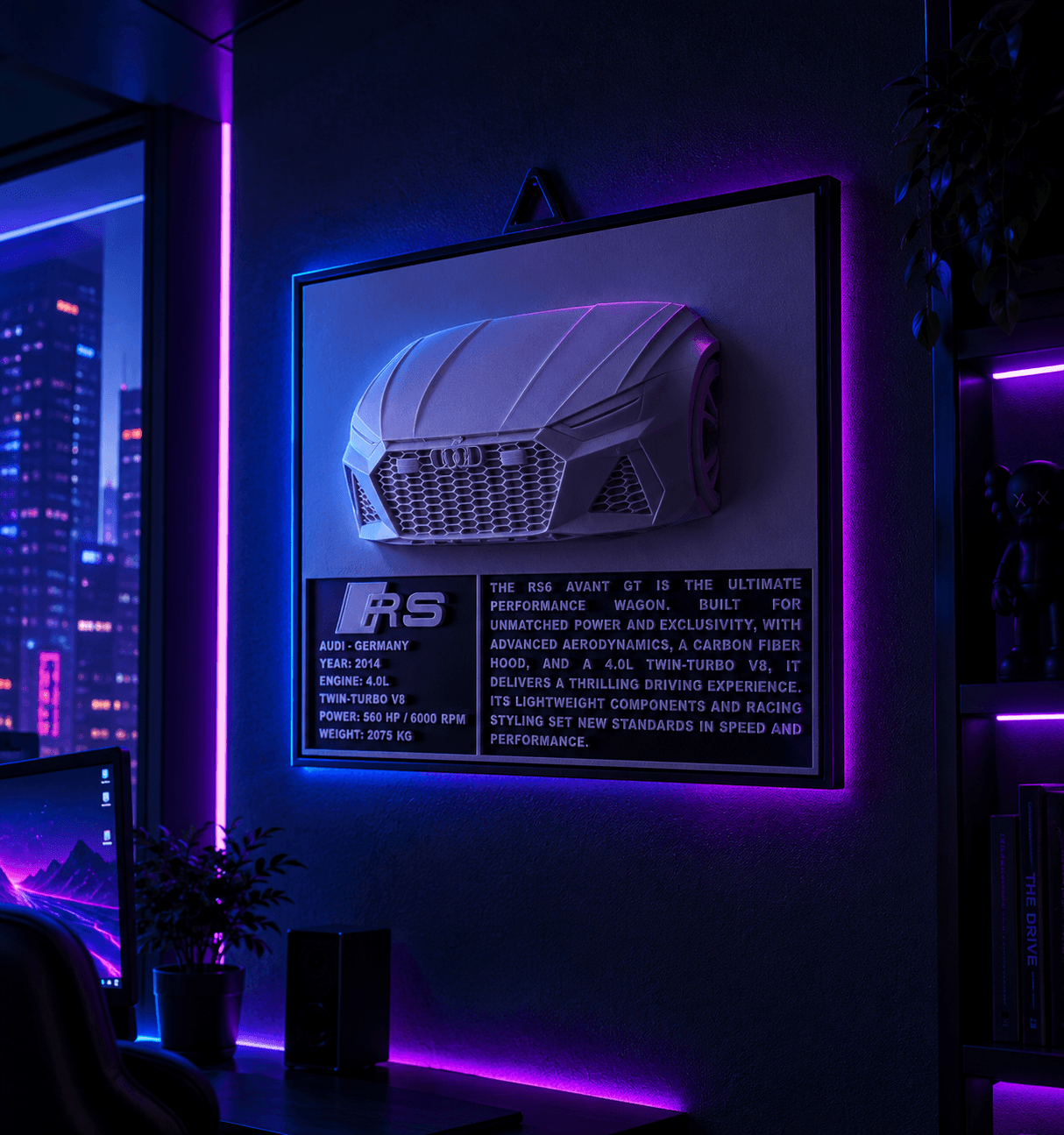 Night. Headlights on.